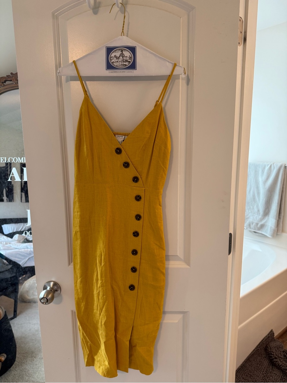 Forever 21 Mustard Yellow Button-Accent Midi Dress